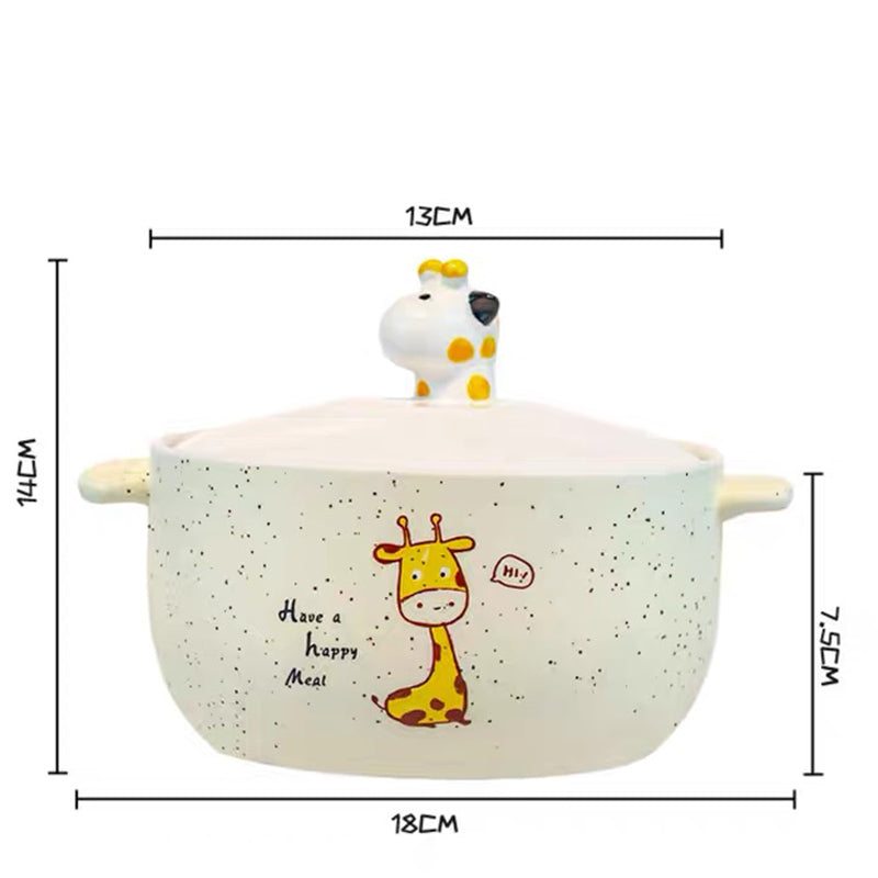 Giraffe Ceramic Bowl with Lid 34OZ