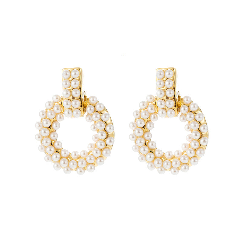 Pearl Hoop Drop Earrings