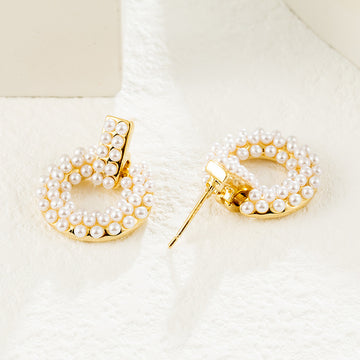 Pearl Hoop Drop Earrings
