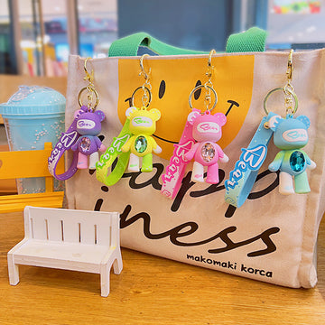 Bear Keychain with Gradient Rhinestone