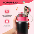 Insulated Stainless Steel Water Bottle with Pop-Up Lid | Black Pink Gradient Vacuum Flask, image 1