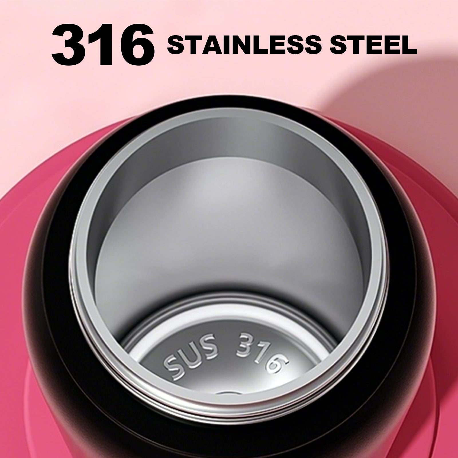 Insulated Stainless Steel Water Bottle with Pop-Up Lid | Black Pink Gradient Vacuum Flask