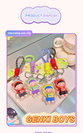 Cute Genki Boy Keychain with Wrist Lanyard & Bell | Clear Acrylic Cover Yami Figure Bag Charm, image 9