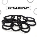 2-Pack Black Wave Braided Hair Ties - Durable Elastic Ponytail Holders with Smooth Bean Connector for Thick Hair