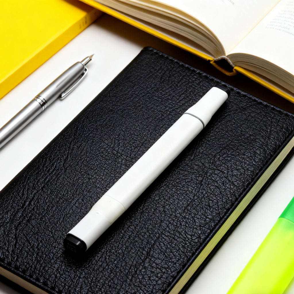 Minimalist Retractable Marker Pen – 0.7mm Black Ink, Matte White Barrel | Smooth Writing for Students & Office Use