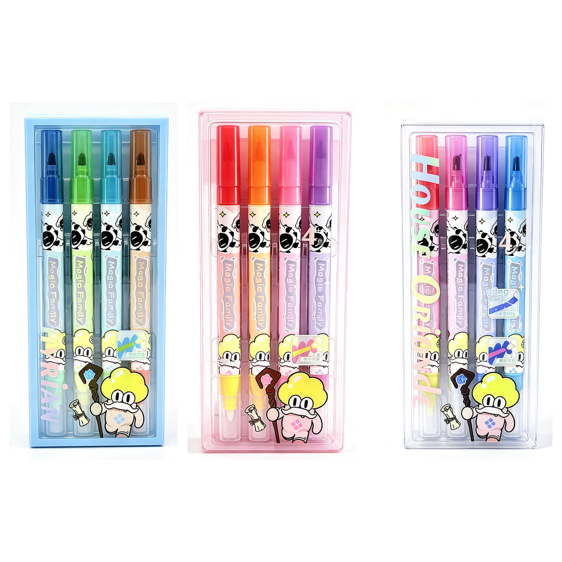 Magic Family Dual-Tip Glitter Highlighter Set – 4 Vibrant Colors, Color-Changing & Sparkle Effect, Perfect for Students, Journaling & Creative Marking