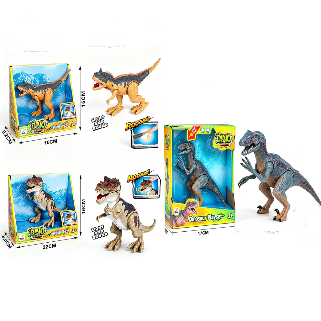 Dino Walkers Light & Sound Dinosaur Toy Set – Movable Joints, Realistic Roar & Glow for Kids 8+
