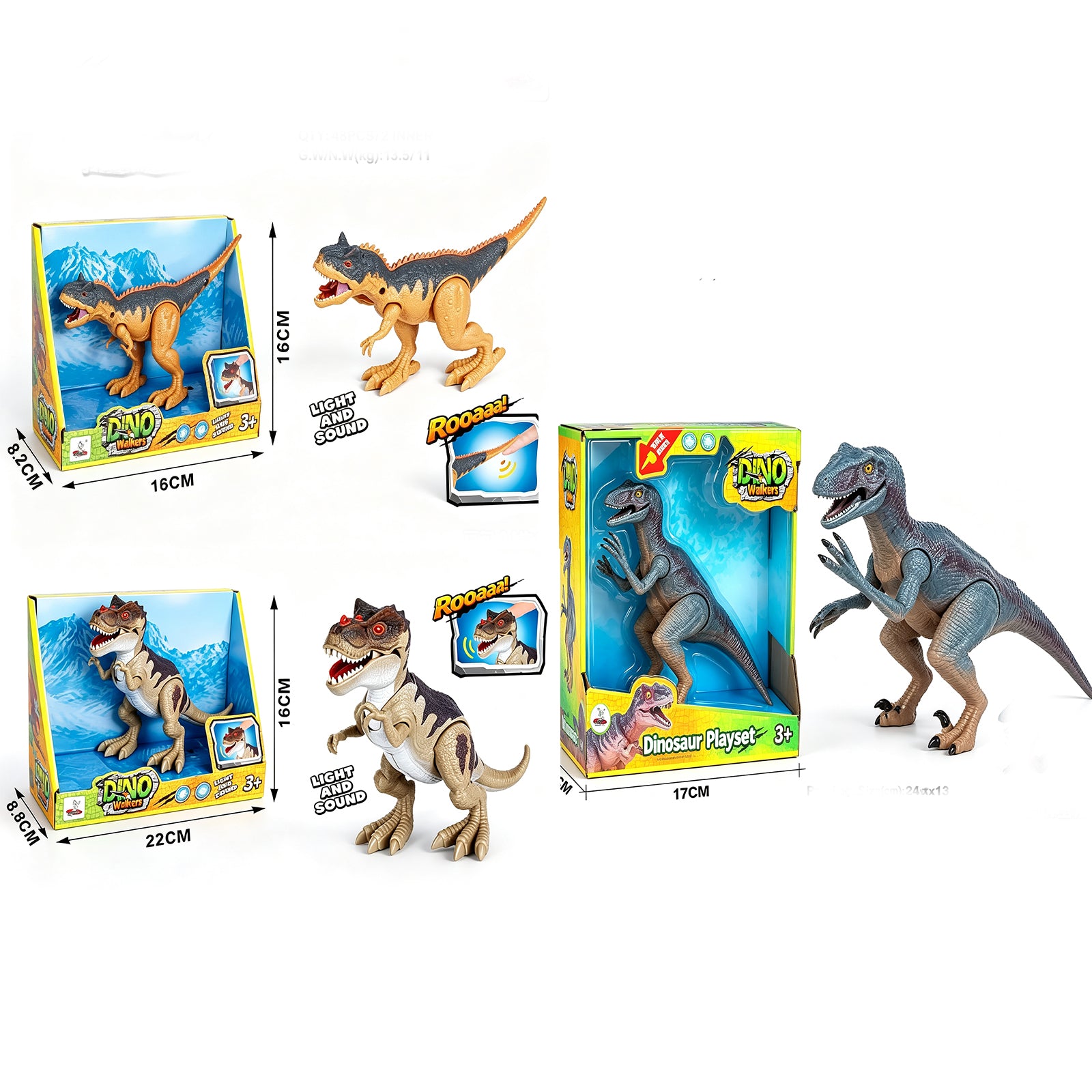 Dino Walkers Light & Sound Dinosaur Toy Set – Movable Joints, Realistic Roar & Glow for Kids 8+, image 4