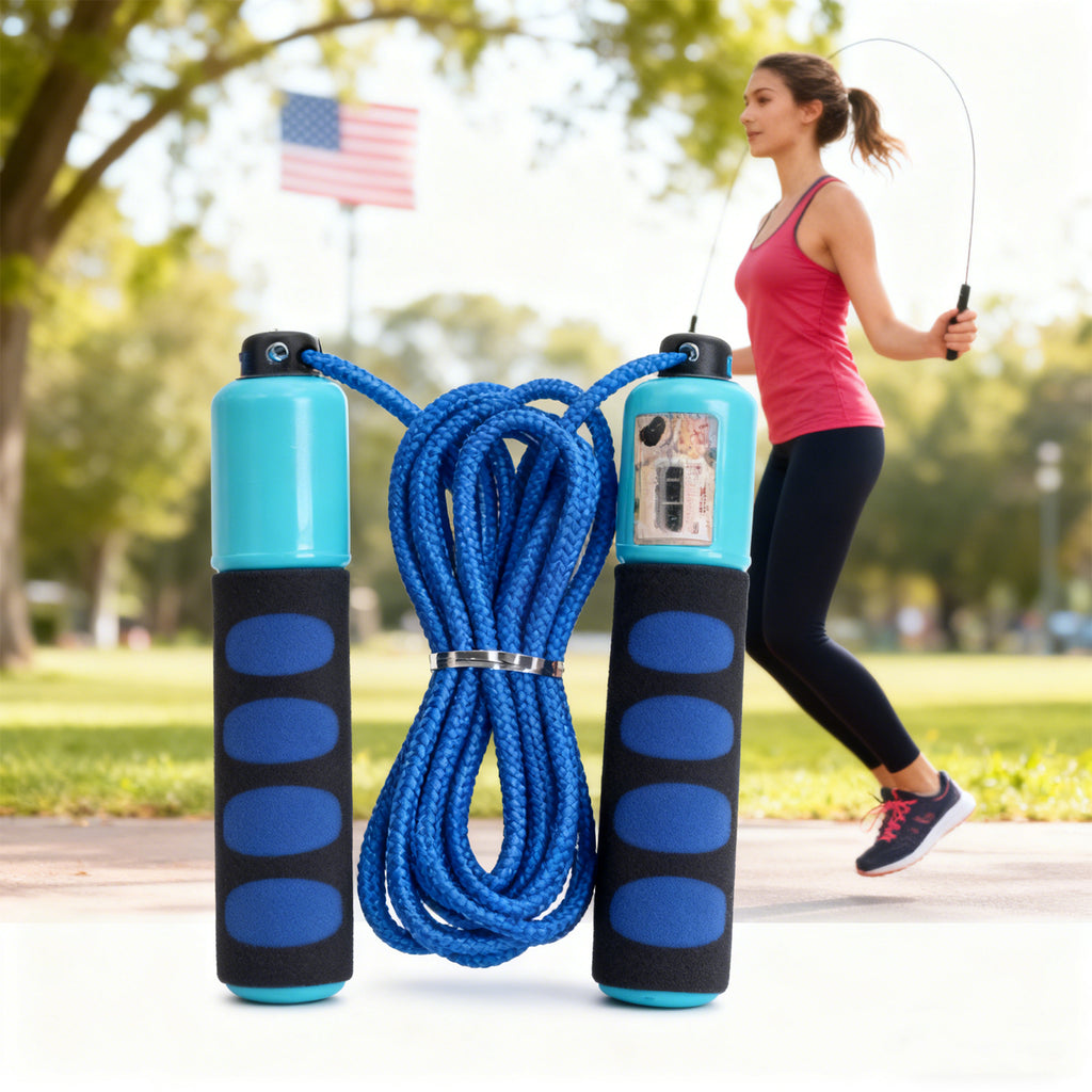 Smart Counting Jump Rope with Anti-Slip Foam Handles – Adjustable Length, Digital Counter for Fitness, Weight Loss & Student Training