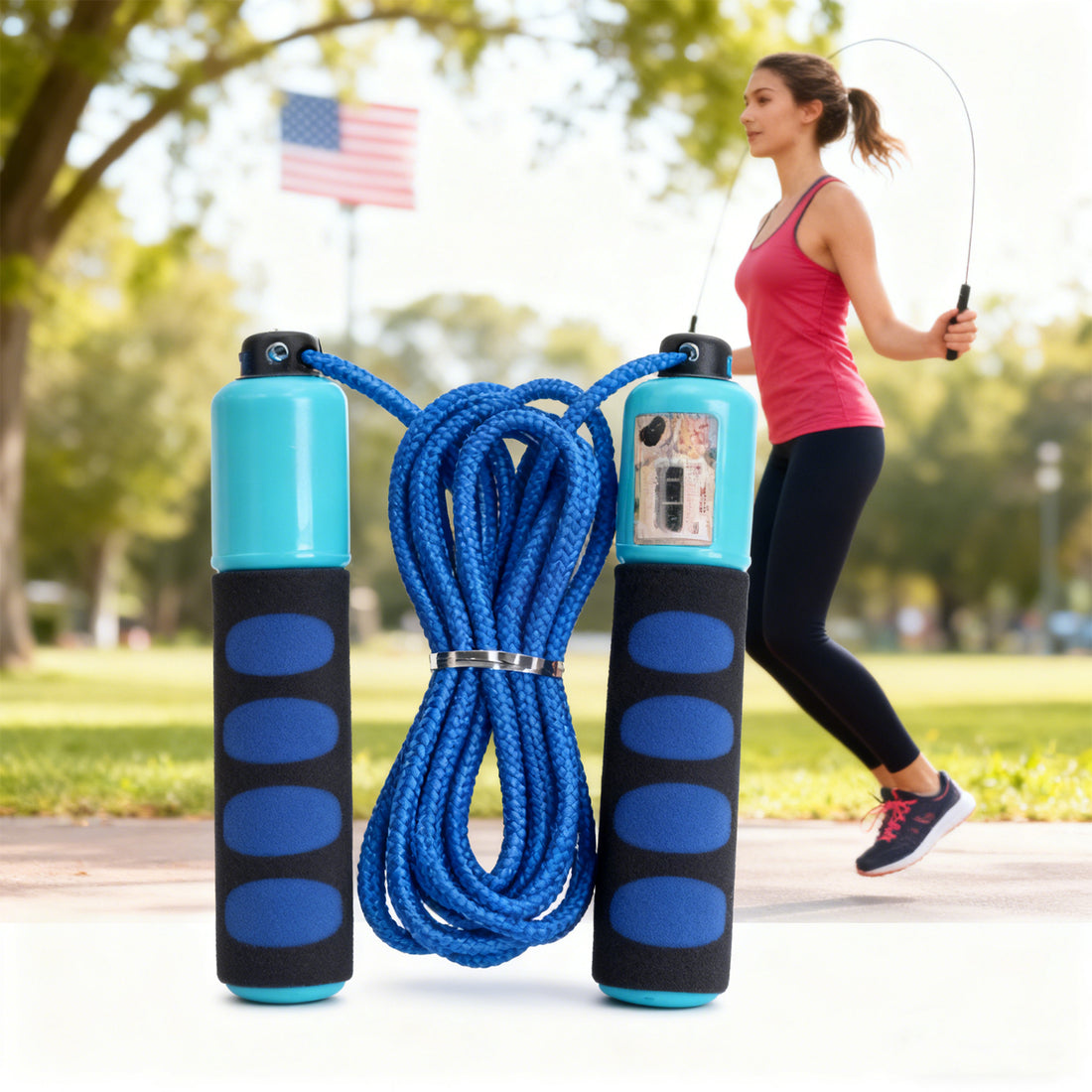 Smart Counting Jump Rope with Anti-Slip Foam Handles – Adjustable Length, Digital Counter for Fitness, Weight Loss & Student Training