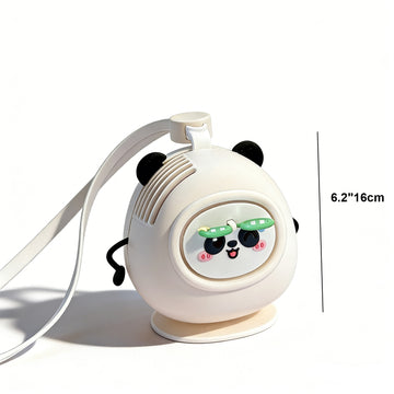 Cute Panda Neck Fan – Leafless, USB Rechargeable, Portable & Quiet Personal Cooling Fan for Kids, Students & Office Use