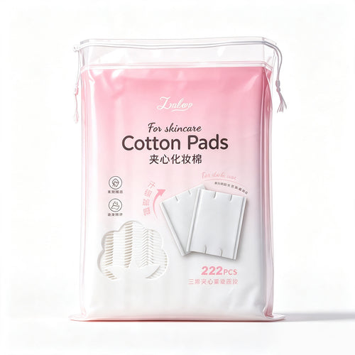 222 Pcs 3-Ply Lint-Free Cotton Pads for Skincare – Ultra-Soft Makeup Remover & Toner Pads in Reusable Zipper Pouch