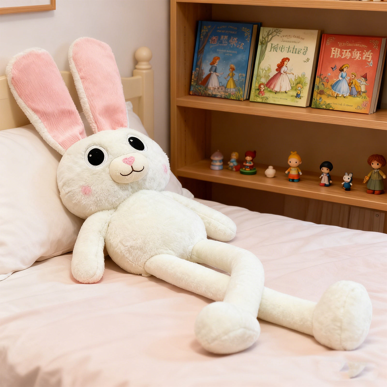 Giant 90cm Stretchy Long-Legs Bunny Plush – Cute Pink-Eared Rabbit Stuffed Animal Toy & Decorative Pillow, image 3
