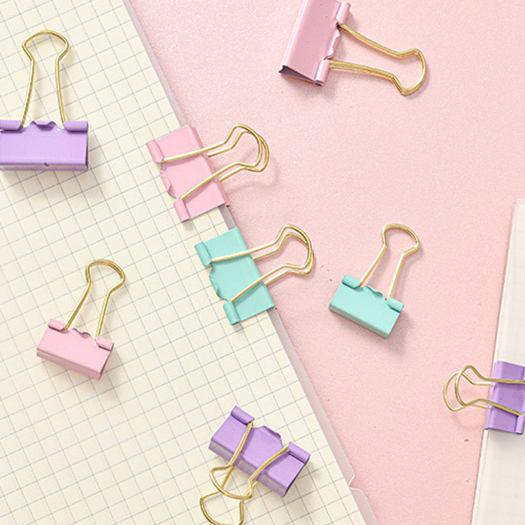 Pastel Pink & Gold Office Supply Set – 4-in-1 Desktop Organizer with Binder Clips, Paper Clips, Push Pins & Storage Box, Aesthetic Stationery for School & Home Office