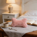 Plush Bone-Shaped Throw Pillow – Soft Faux Fur Decorative Cushion for Bed, Sofa & Pet Lovers, Pink/Black/Grey, image 3