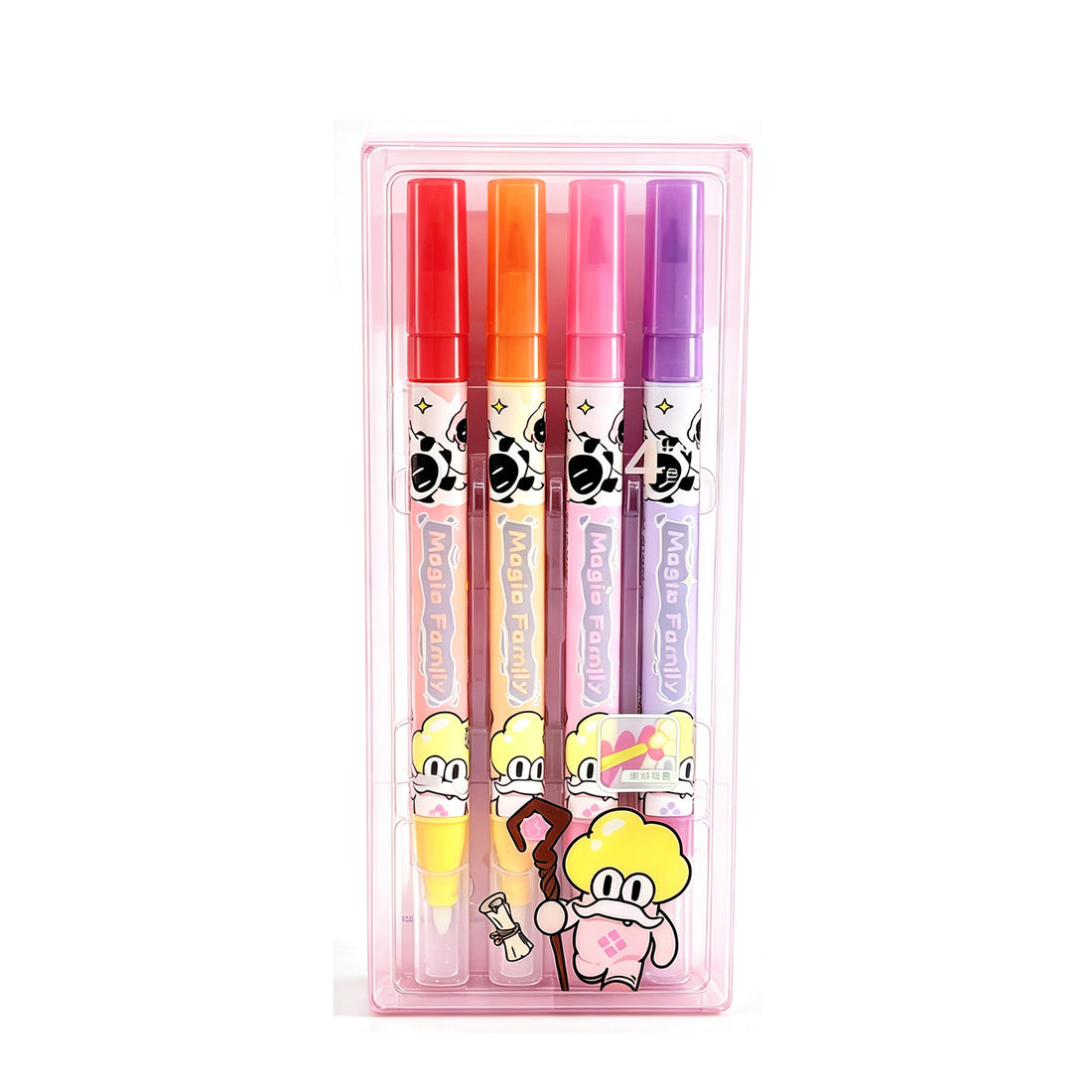 Magic Family Dual-Tip Glitter Highlighter Set – 4 Vibrant Colors, Color-Changing & Sparkle Effect, Perfect for Students, Journaling & Creative Marking