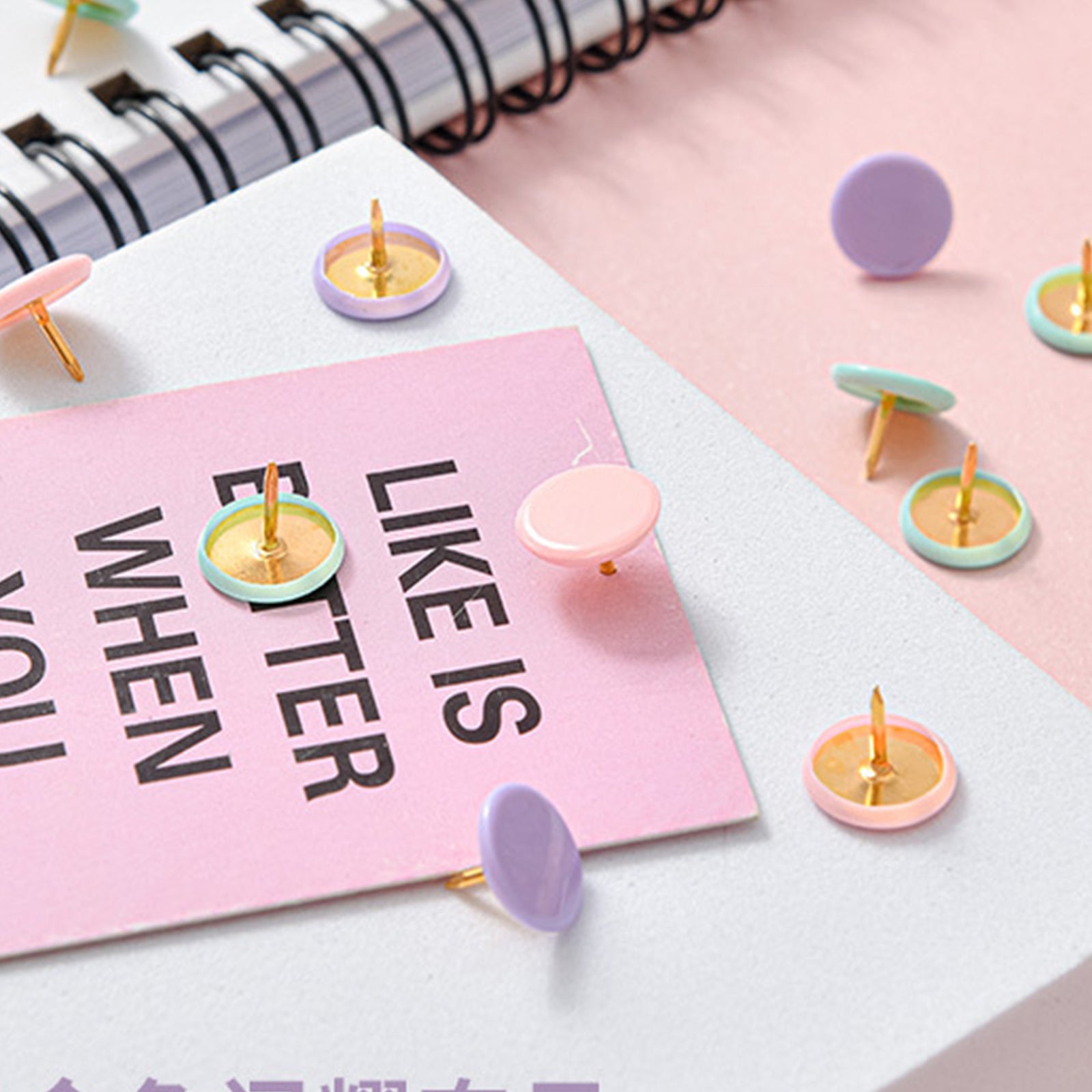 Pastel Pink & Gold Office Supply Set – 4-in-1 Desktop Organizer with Binder Clips, Paper Clips, Push Pins & Storage Box, Aesthetic Stationery for School & Home Office