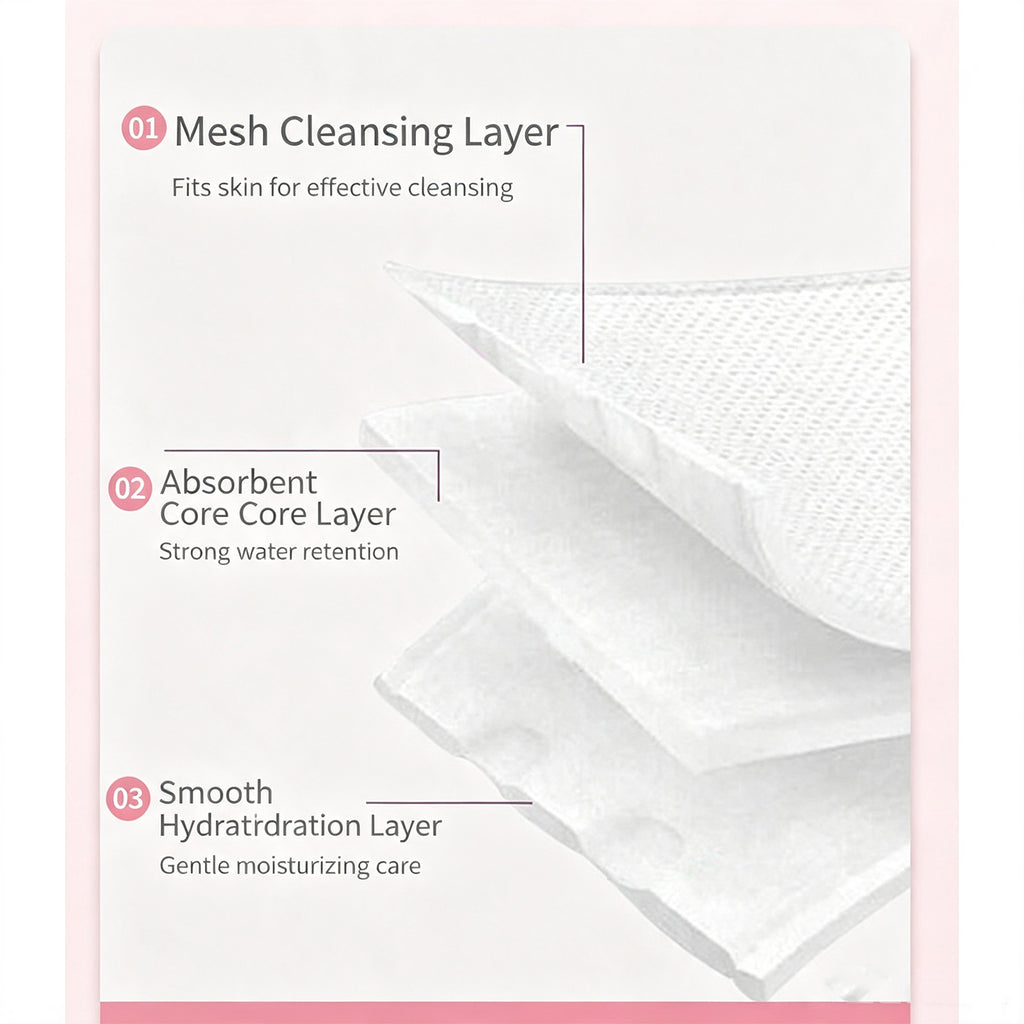 222 Pcs 3-Ply Lint-Free Cotton Pads for Skincare – Ultra-Soft Makeup Remover & Toner Pads in Reusable Zipper Pouch