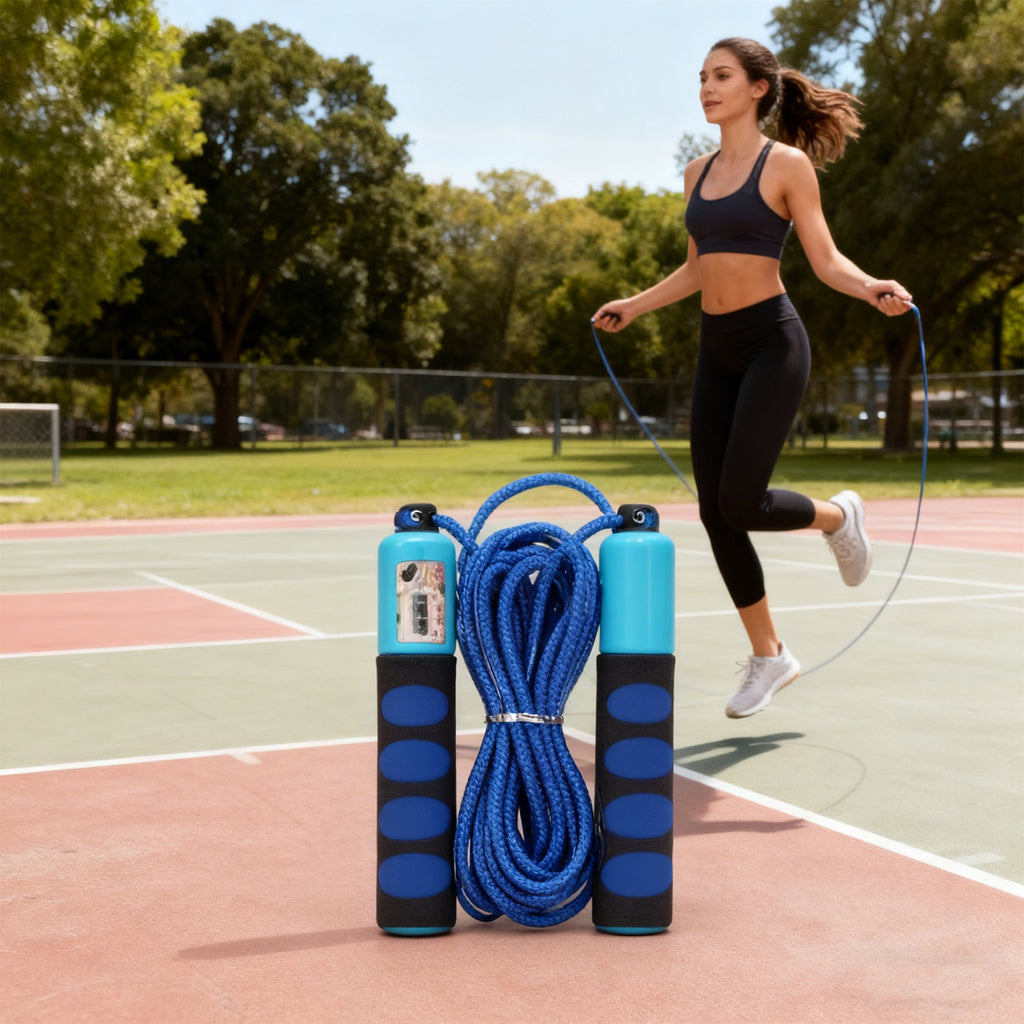 Smart Counting Jump Rope with Anti-Slip Foam Handles – Adjustable Length, Digital Counter for Fitness, Weight Loss & Student Training