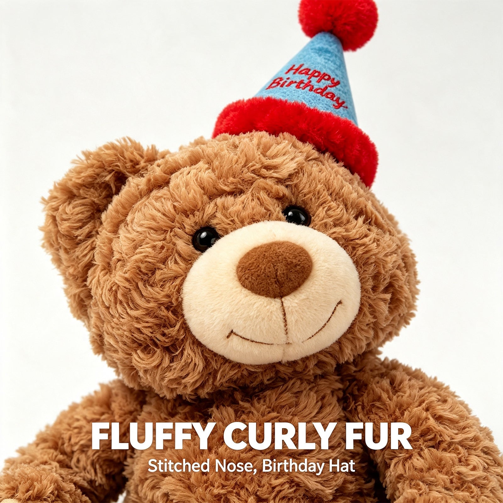 Adorable Birthday Bear Plush Toy – 32cm Ultra-Soft Brown Teddy with "Happy Birthday" Party Hat, Perfect Huggable Gift for Kids & Adults