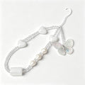 White Butterfly & Heart Beaded Phone Charm - Y2K Aesthetic Pearl & Acrylic Cell Phone Lanyard Strap