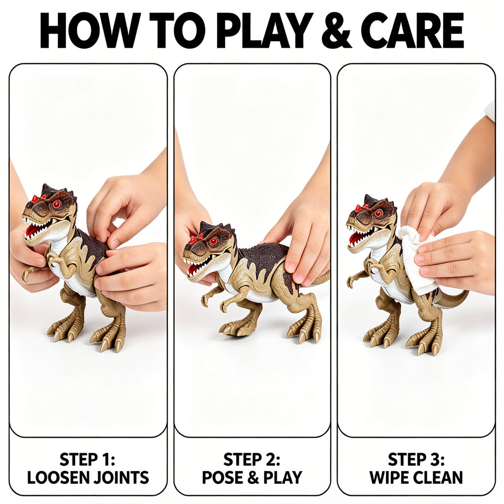 Dino Walkers Light & Sound Dinosaur Toy Set – Movable Joints, Realistic Roar & Glow for Kids 8+