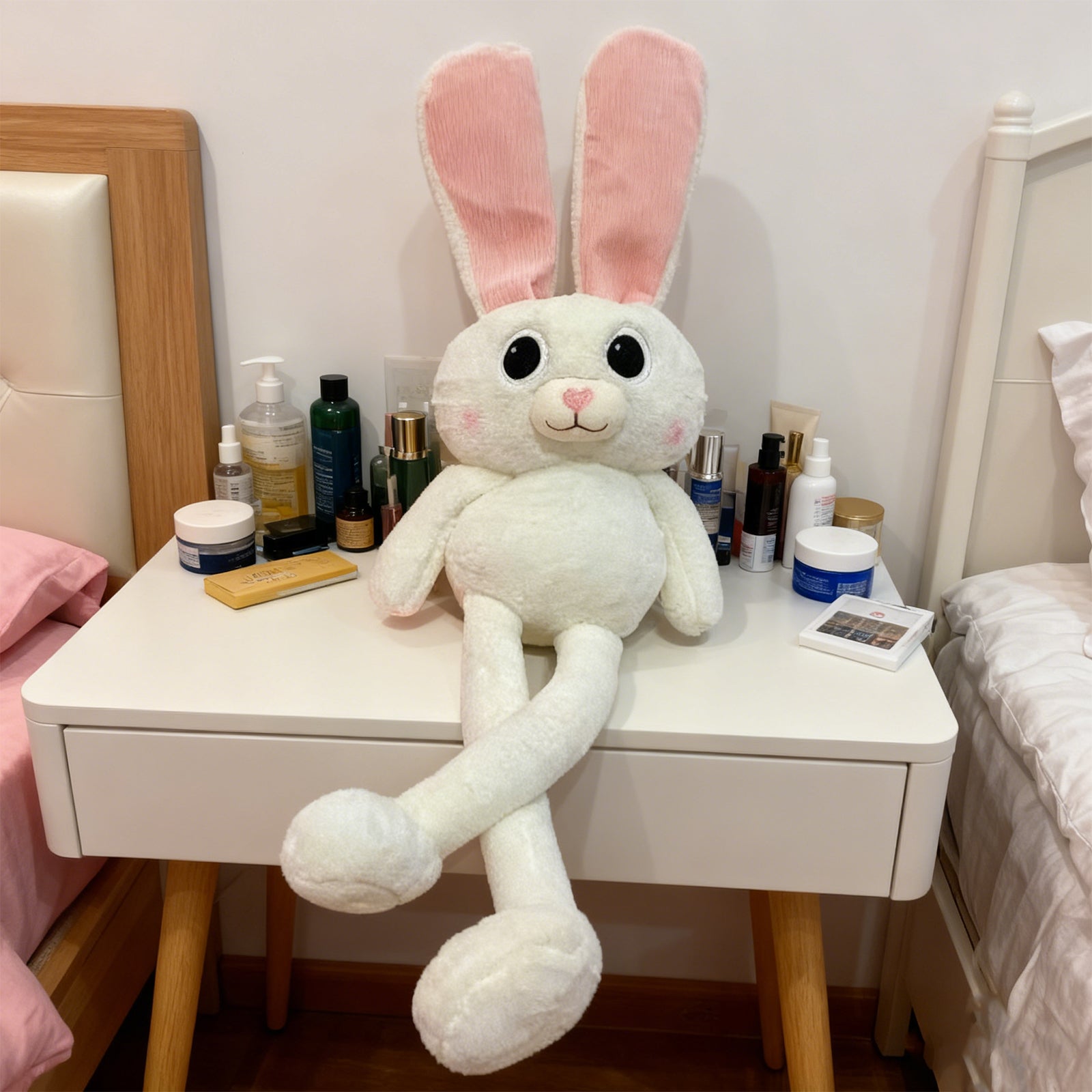 Giant 90cm Stretchy Long-Legs Bunny Plush – Cute Pink-Eared Rabbit Stuffed Animal Toy & Decorative Pillow, image 6