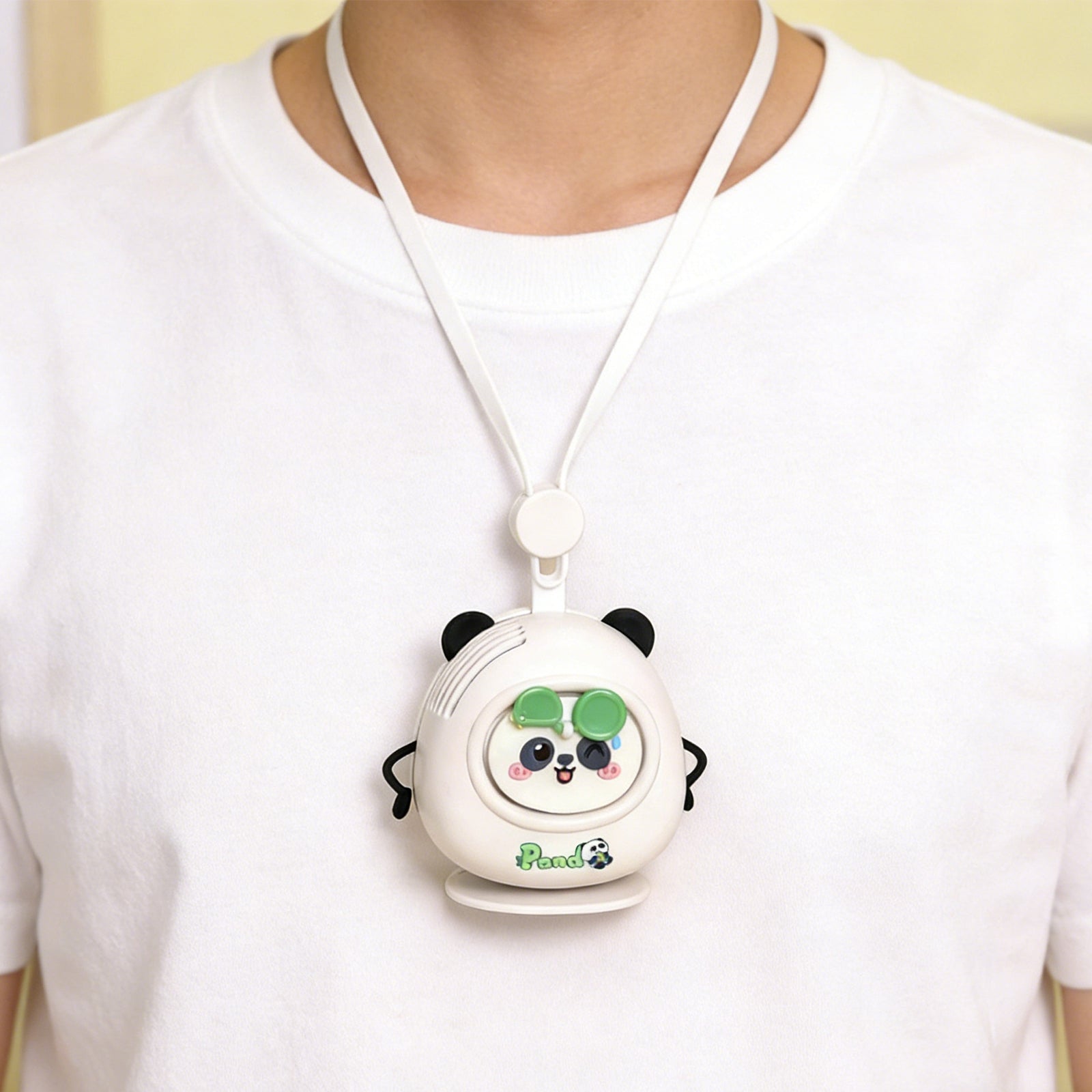 Cute Panda Neck Fan – Leafless, USB Rechargeable, Portable & Quiet Personal Cooling Fan for Kids, Students & Office Use, image 2
