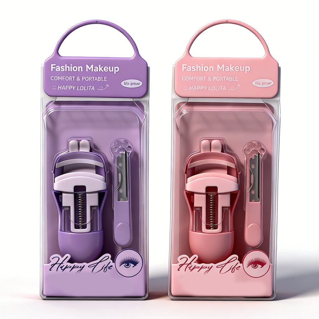 Wide-Angle Eyelash Curler – Non-Slip Grip with Soft Silicone Pad, Gentle Lifting Curler for All Eye Shapes, Pink / Purple Makeup Tool for Natural & Dramatic Lashes