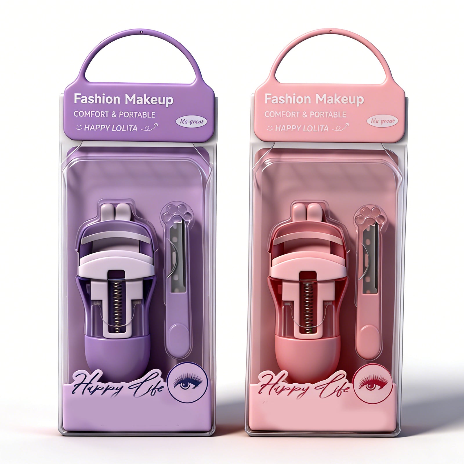 Wide-Angle Eyelash Curler – Non-Slip Grip with Soft Silicone Pad, Gentle Lifting Curler for All Eye Shapes, Pink / Purple Makeup Tool for Natural & Dramatic Lashes