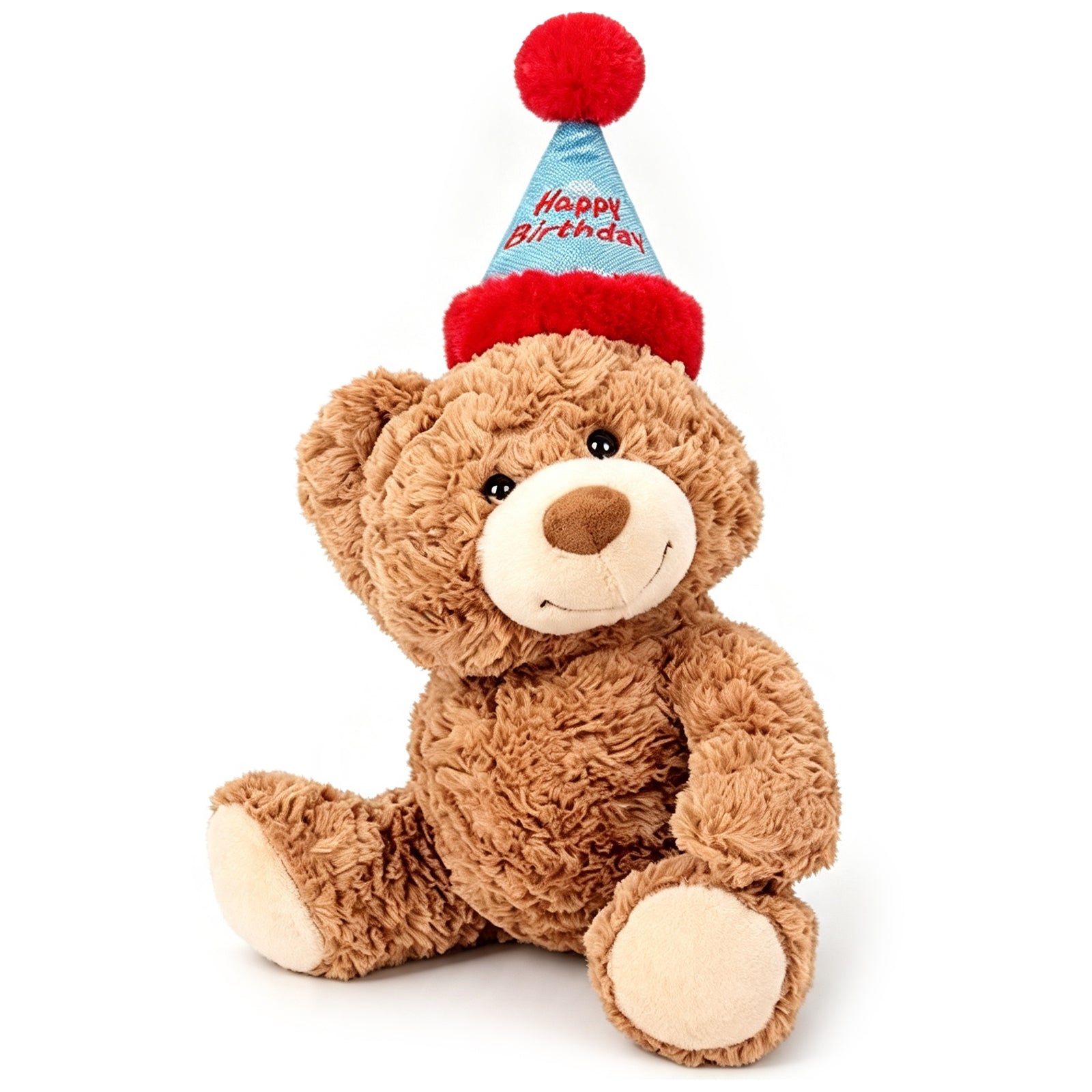 Adorable Birthday Bear Plush Toy – 32cm Ultra-Soft Brown Teddy with "Happy Birthday" Party Hat, Perfect Huggable Gift for Kids & Adults
