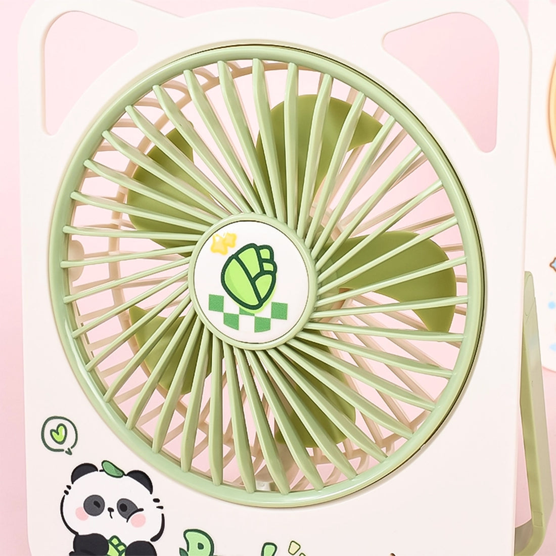 Cute Panda Desktop Fan – USB Rechargeable, Quiet & Portable Mini Fan with Cat-Ear Handle for Office, Dorm & Home Use