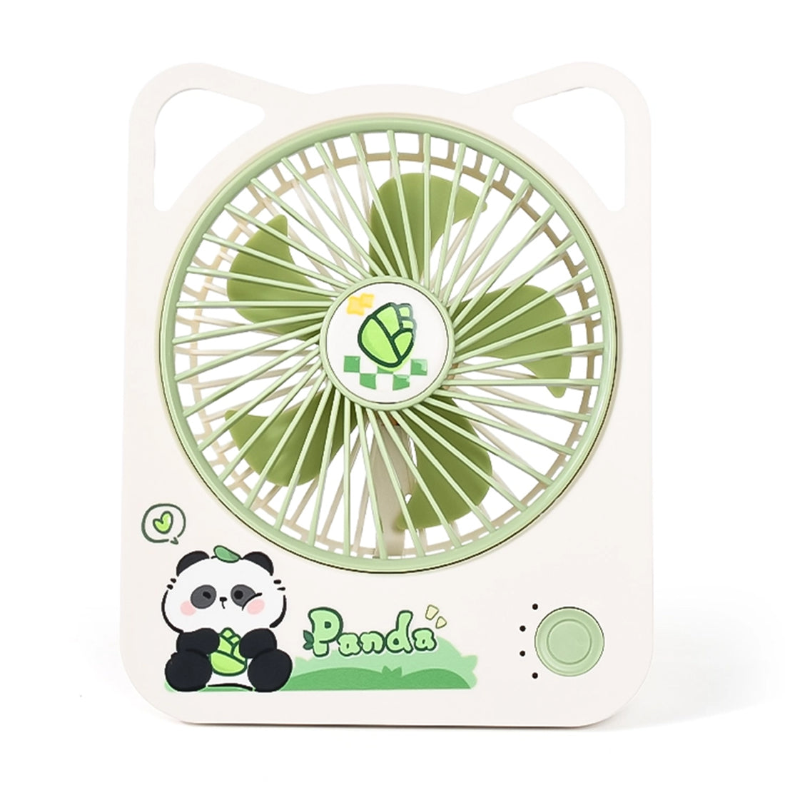 Cute Panda Desktop Fan – USB Rechargeable, Quiet & Portable Mini Fan with Cat-Ear Handle for Office, Dorm & Home Use