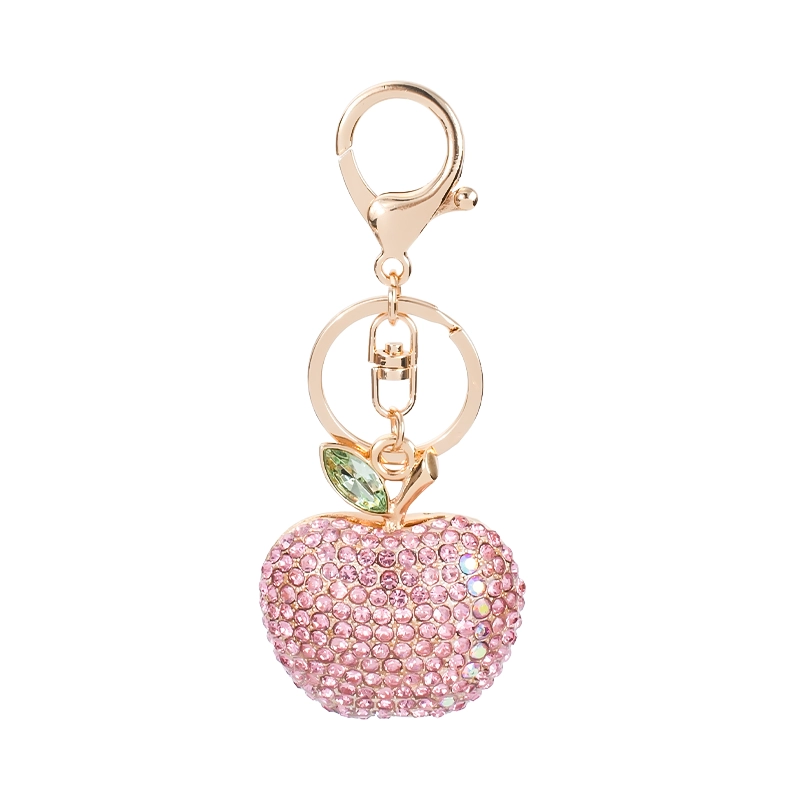 Luxury Rhinestone Apple Keychain – Sparkling Fruit Charm for Car, Bag & Keys | Perfect Gift for Women & Girls
