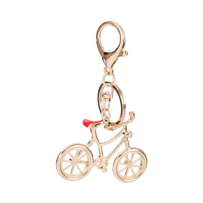 Cute Bicycle Keychain with Rhinestone Wheels – Retro Bike Charm for Car Keys, Bag & Backpack | Unique Gift for Cycling Lovers & Women