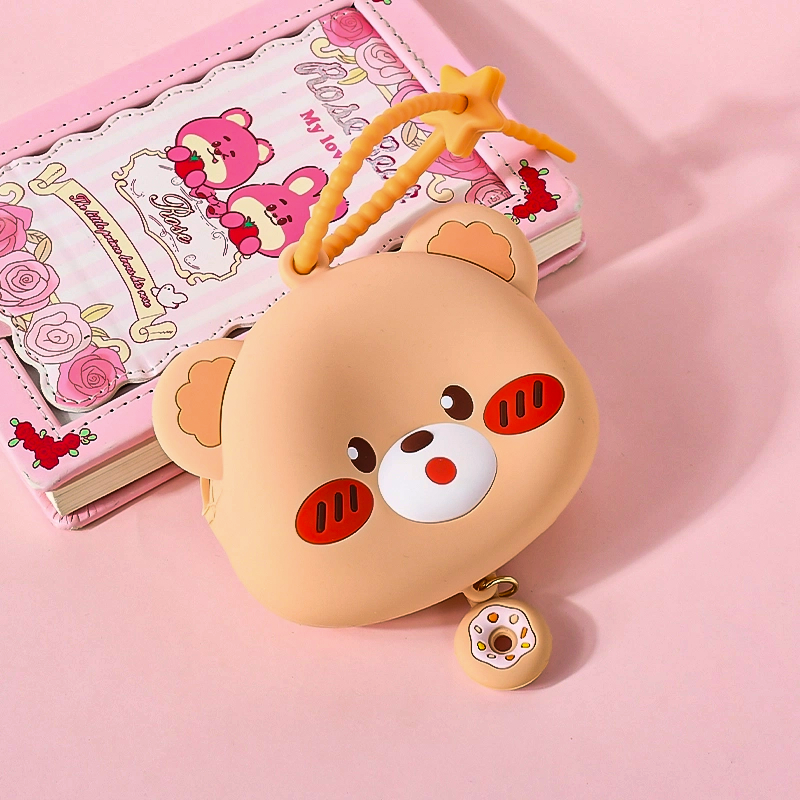 Cute Animal Silicone Coin Purse with Zipper & Wrist Strap | Mini Pouch for Earphones Keys