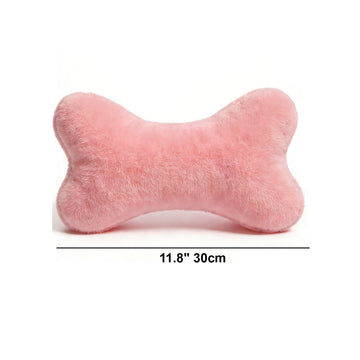 Plush Bone-Shaped Throw Pillow – Soft Faux Fur Decorative Cushion for Bed, Sofa & Pet Lovers, Pink/Black/Grey
