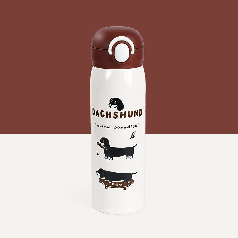 Cute Dachshund Insulated Tumbler – 316 Stainless Steel, Double-Wall Vacuum, Pop-Up Lid with Straw | Perfect for Coffee, Tea & On-the-Go Hydration