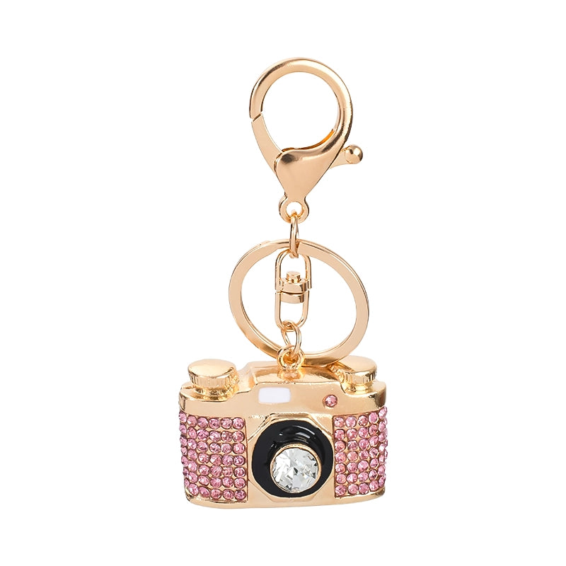 Luxury Rhinestone Camera Keychain – Sparkling Retro Photo Charm for Car Keys, Handbag & Backpack | Perfect Gift for Photographers & Women