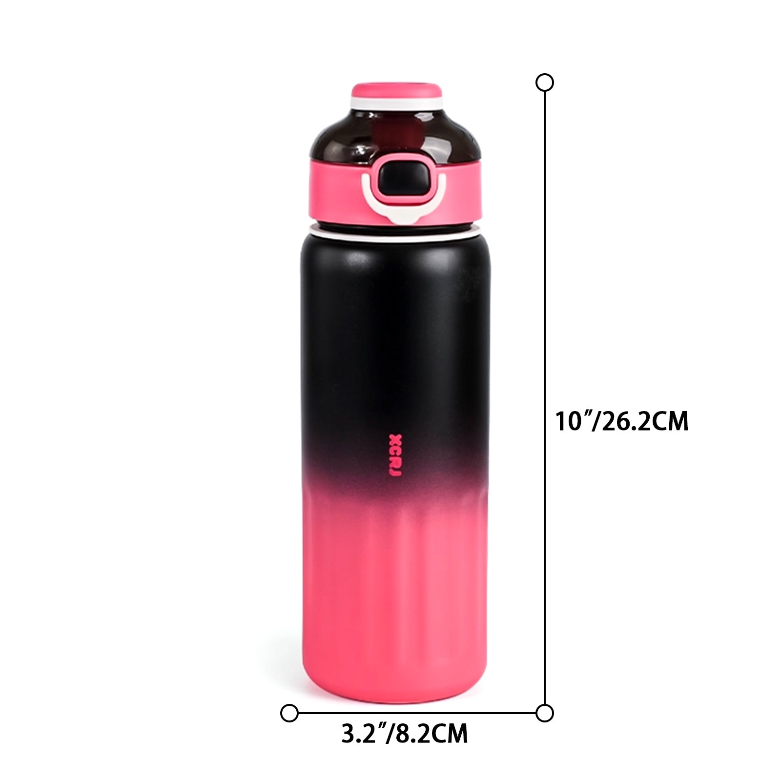 Insulated Stainless Steel Water Bottle with Pop-Up Lid | Black Pink Gradient Vacuum Flask