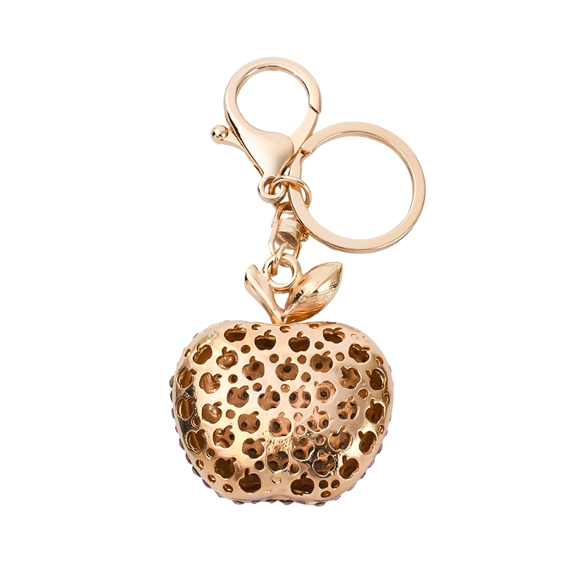 Luxury Rhinestone Apple Keychain – Sparkling Fruit Charm for Car, Bag & Keys | Perfect Gift for Women & Girls