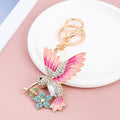 Rhinestone Enamel Hummingbird Keychain | Gold Tone Double-Sided Bag Charm, image 2