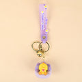 Cute Lazy Sofa Animal Keychain with Bell & Silicone Wrist Strap | Duck Lamb Figure Bag Charm, image 2