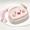 Cute Blush Animal Plush Coin Purse with Wrist Strap | Panda Pig Mini Pouch, image 2