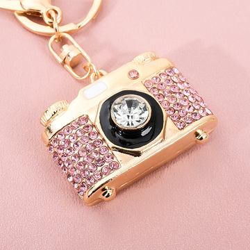 Luxury Rhinestone Camera Keychain – Sparkling Retro Photo Charm for Car Keys, Handbag & Backpack | Perfect Gift for Photographers & Women