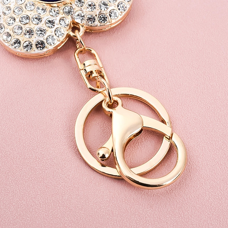 Protective Evil Eye Heart Keychain – Blue Eye Rhinestone Charm for Good Luck & Safety | Stylish Bag Accessory