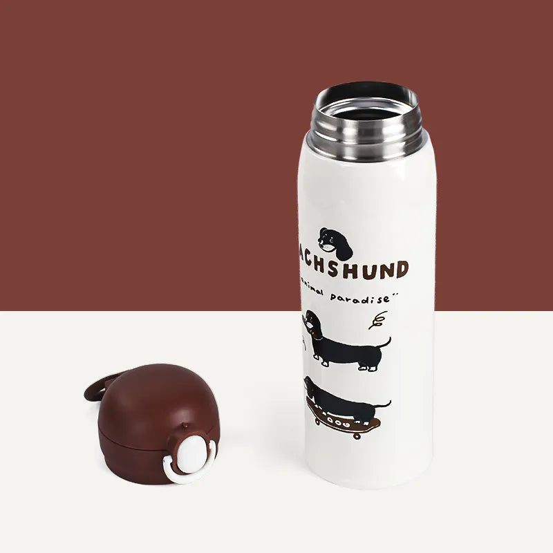Cute Dachshund Insulated Tumbler – 316 Stainless Steel, Double-Wall Vacuum, Pop-Up Lid with Straw | Perfect for Coffee, Tea & On-the-Go Hydration
