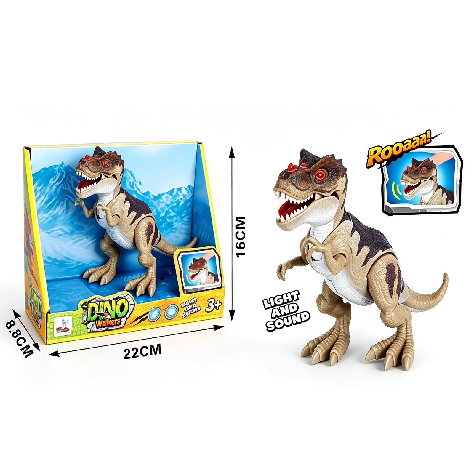 Dino Walkers Light & Sound Dinosaur Toy Set – Movable Joints, Realistic Roar & Glow for Kids 8+, image 1