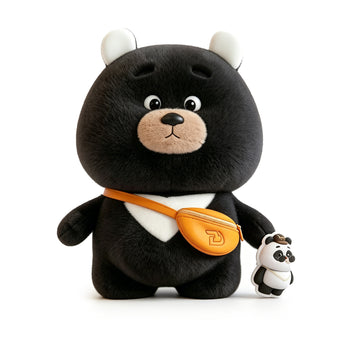 Banbu Panda Plush Toy with Mini Companion – Soft & Cuddly Black Bear Doll for Kids, Gifts & Room Decor