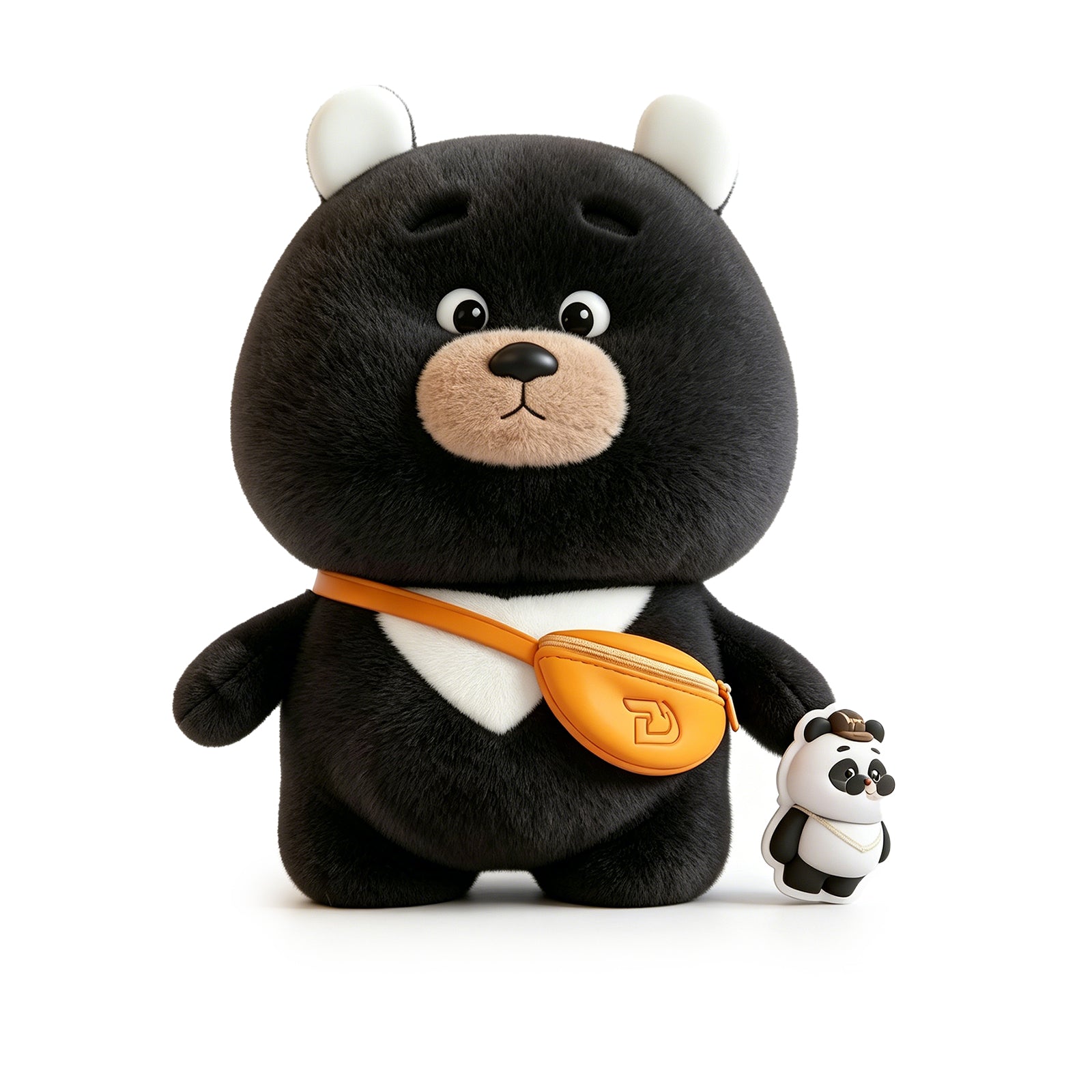Banbu Panda Plush Toy with Mini Companion – Soft & Cuddly Black Bear Doll for Kids, Gifts & Room Decor